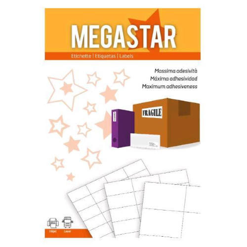 MEGASTAR CONF 10000 ETICHETTE ADESIVE 37X14 mm BIANCO
